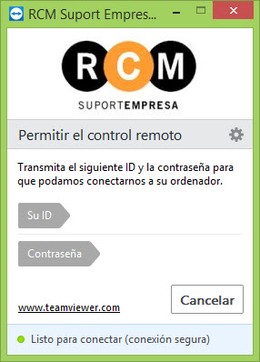 Pantalla de RCM TeamViewer QuickSupport